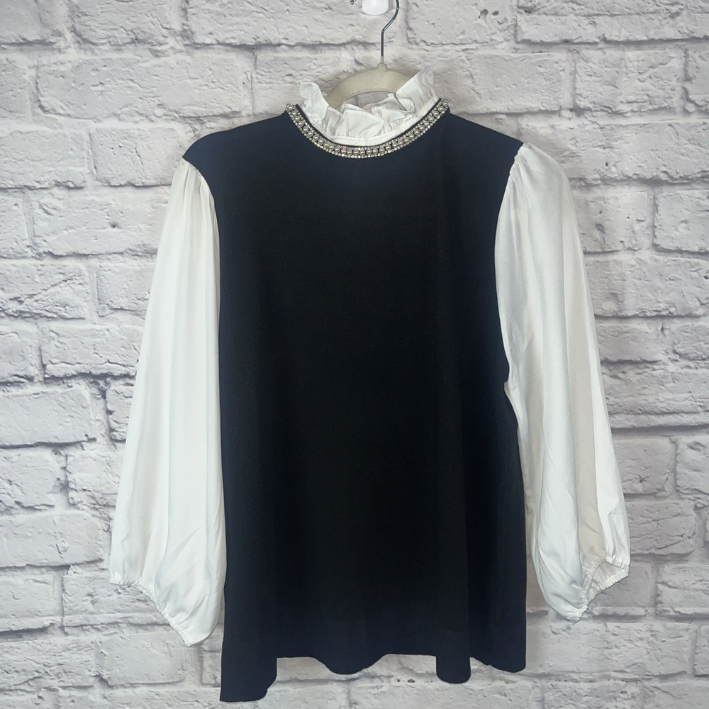 Cable & Gage  Bridgerton Pearl  & Rhinestone Embellished Sweater Size XL READ